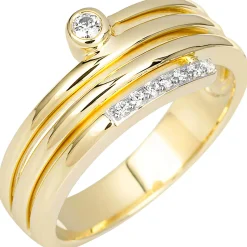 Ring aus 585 Gold Gelbgold mit 8 Diamanten Brillanten W-SI Goldring B: 9,3mm
