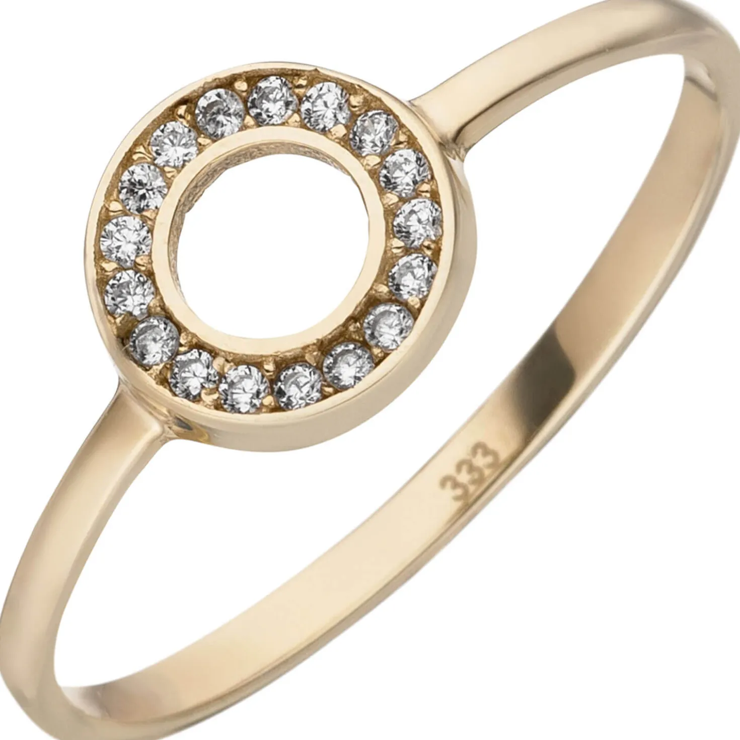 Ring aus 333 Gold Gelbgold mit 21 Zirkonia im Kreis Goldring Fingerring Damen