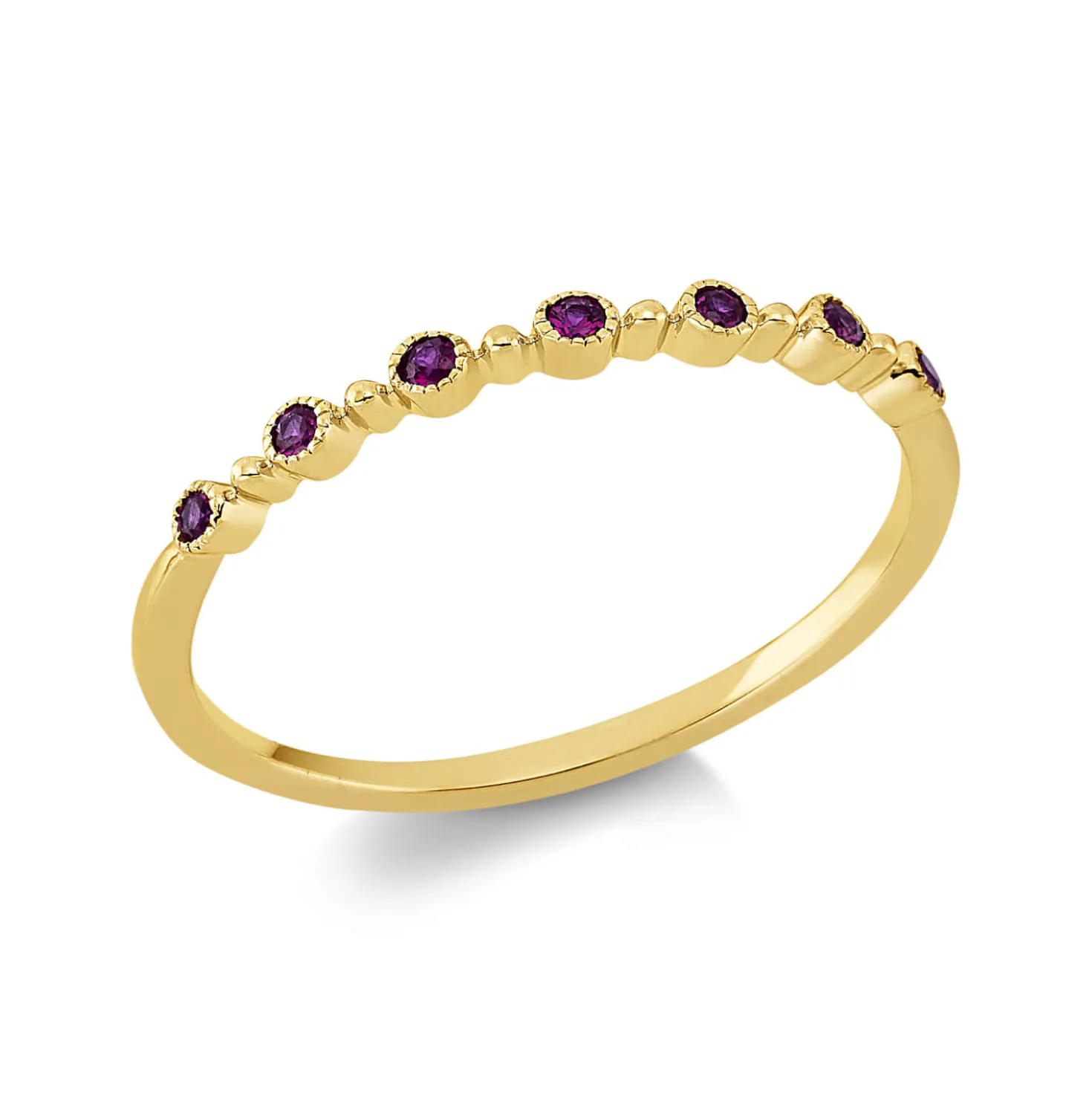 Ring aus 750 Gold Gelbgold 7 Rubine 0,09ct rot B:1,7mm
