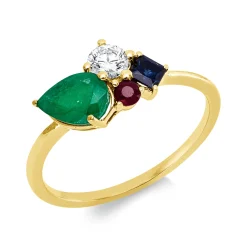 Ring aus 750 Gold Gelbgold 3 Rubine 1ct rot Brillant 0,21ct TW-SI B:8,1mm