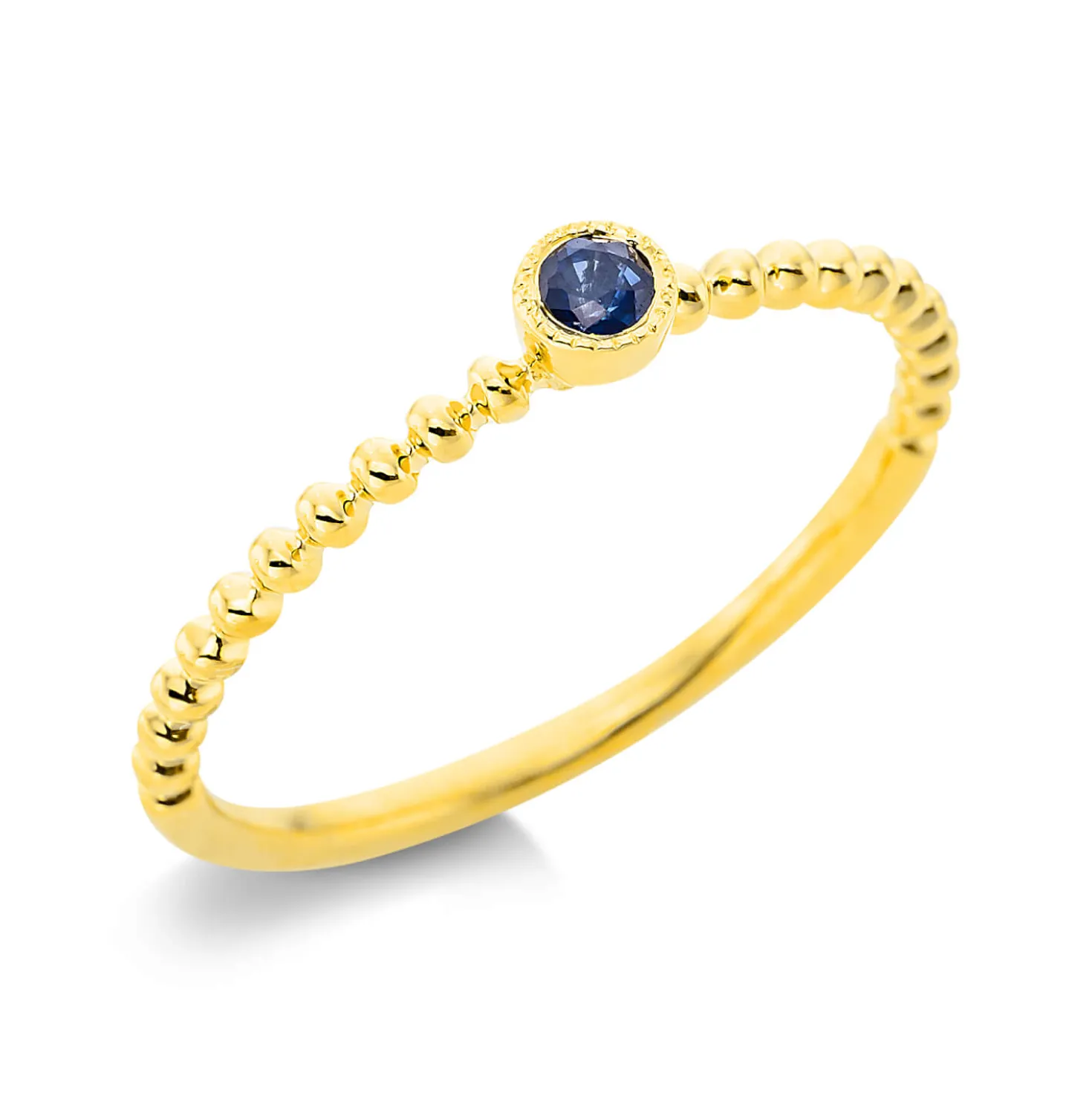 Ring aus 750 Gold Gelbgold Saphir 0,08ct blau B:3,2mm Zarge