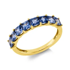Ring aus 750 Gold Gelbgold 8 Saphire 1,94ct blau B:3,9mm