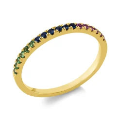 Ring aus 750 Gold Gelbgold 18 Saphire 0,28ct pink B:1,6mm