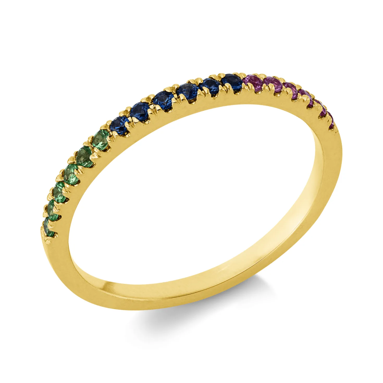 Ring aus 750 Gold Gelbgold 18 Saphire 0,28ct pink B:1,6mm