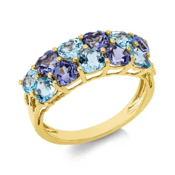 Ring aus 750 Gold Gelbgold 11 Topase 3,2ct blau B:6,6mm