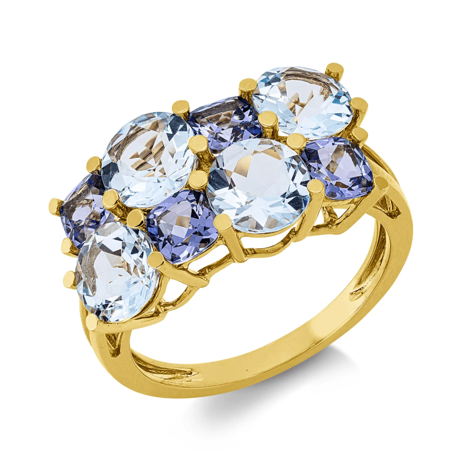 Ring aus 750 Gold Gelbgold 8 Topase 4,7ct skyblue B:10,1mm