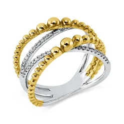 Ring aus 750 Gold gelb/weiß 44 Brillanten 0,15ct I-SI B:10,7mm