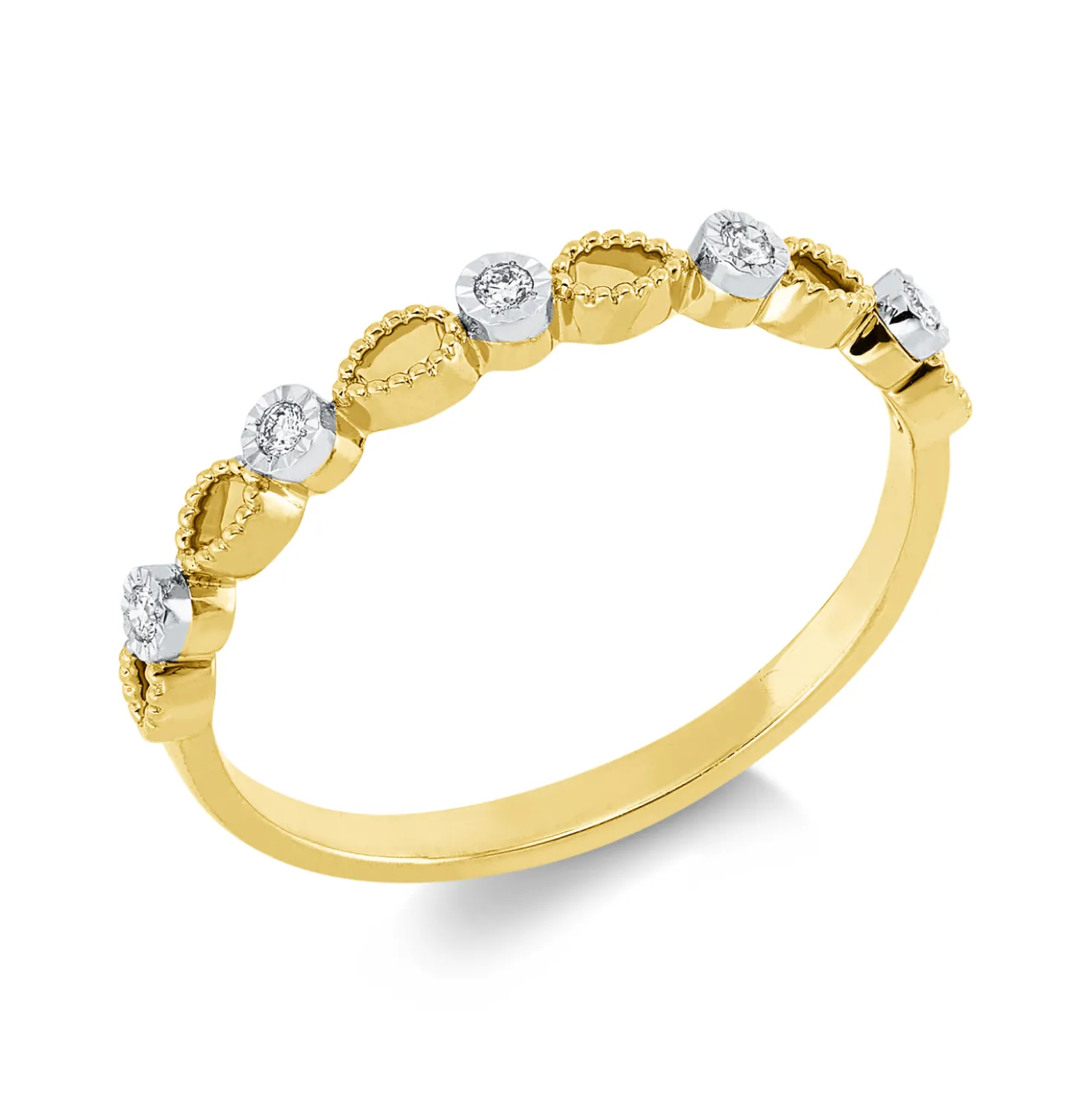 Ring aus 750 Gold gelb/weiß 5 Brillanten 0,05ct TW-SI B:2,2mm