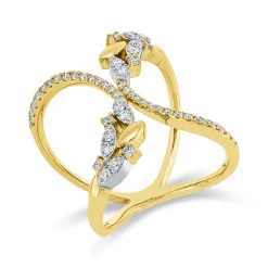 Ring aus 750 Gold gelb/weiß 50 Brillanten 0,51ct TW-SI B:20,3mm