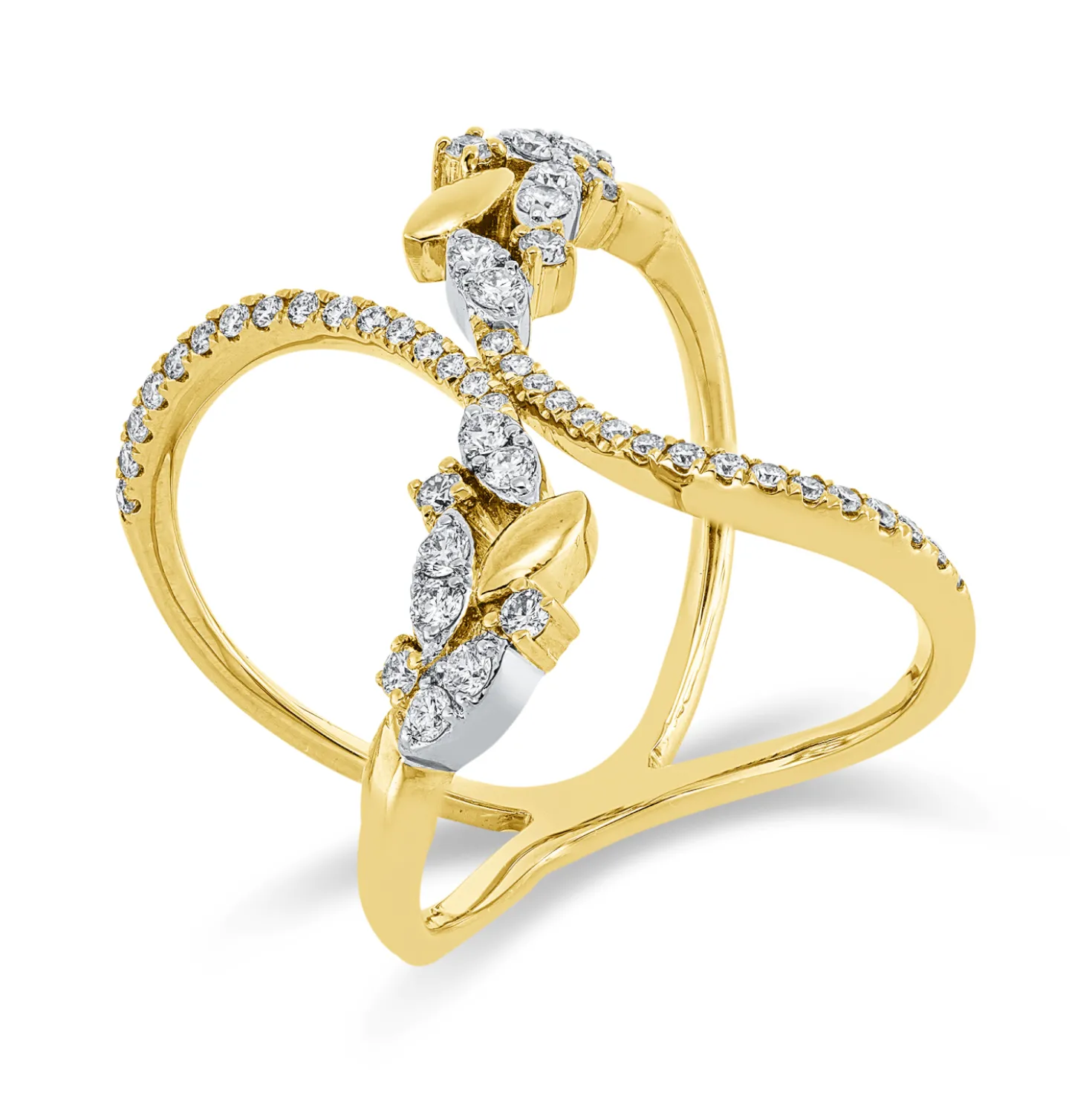 Ring aus 750 Gold gelb/weiß 50 Brillanten 0,51ct TW-SI B:20,3mm