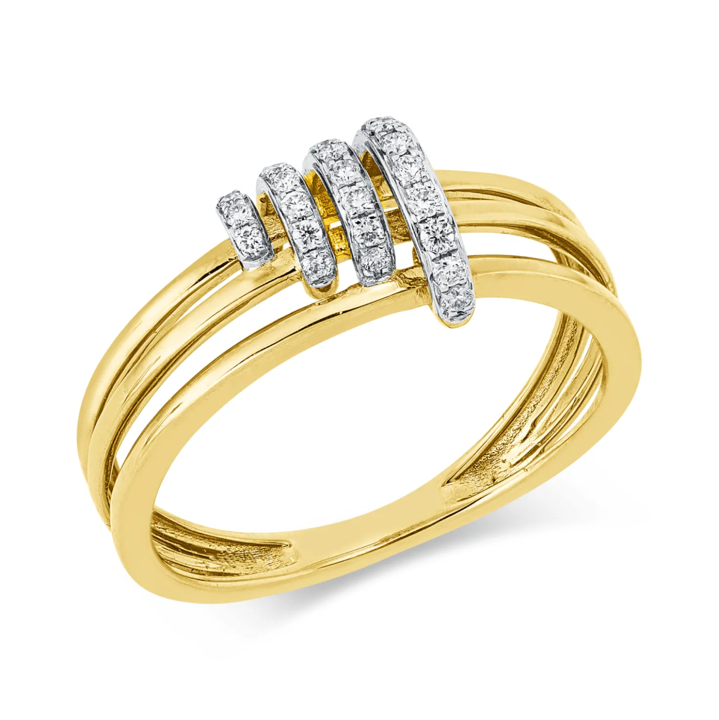 Ring aus 750 Gold gelb/weiß 26 Brillanten 0,12ct W-PI B:7,6mm