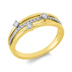 Ring aus 585 Gold gelb/weiß 22 Brillanten 0,11ct W-SI/PI B:5,3mm