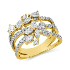 Ring aus 750 Gold gelb/weiß 60 Diamanten 1,39ct B:14,4mm