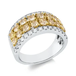 Ring aus 750 Gold gelb/weiß 52 Diamanten 3,03ct B:10,2mm
