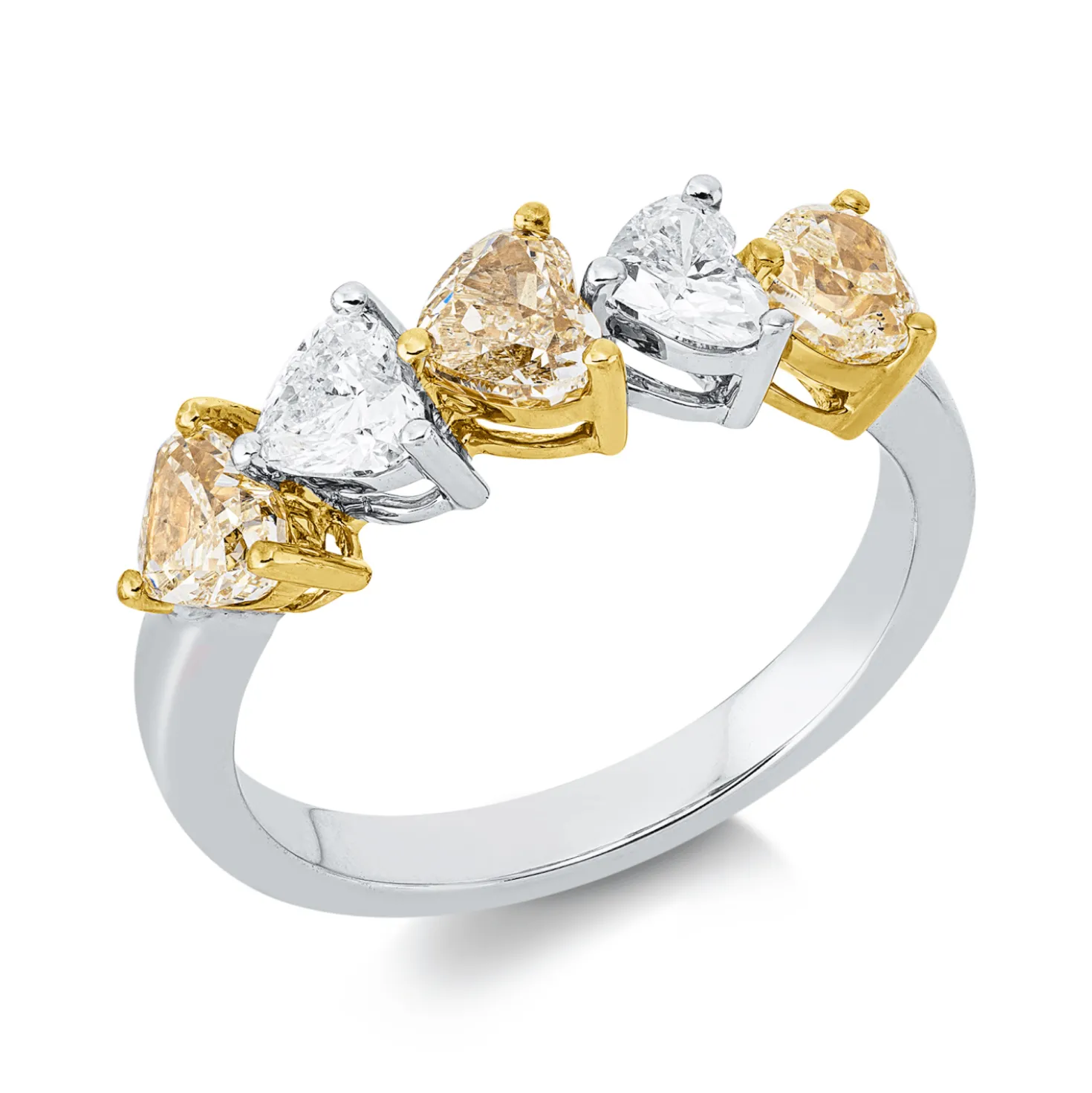 Ring aus 750 Gold gelb/weiß 5 Diamanten 1,84ct B:5,3mm