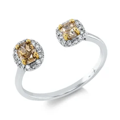 Ring aus 750 Gold gelb/weiß 28 Diamanten 0,67ct B:7mm 4er-Krappe