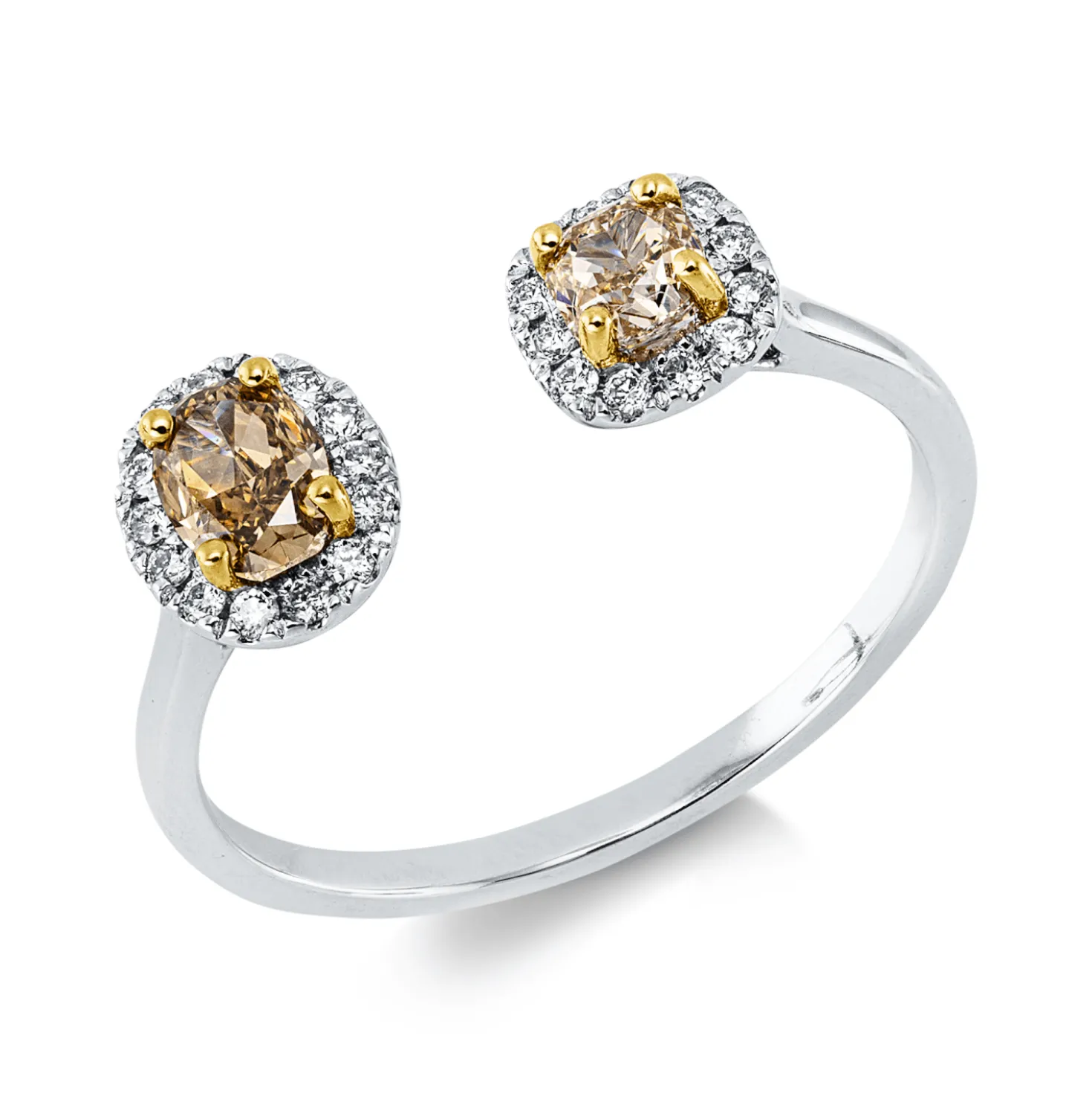 Ring aus 750 Gold gelb/weiß 28 Diamanten 0,67ct B:7mm 4er-Krappe