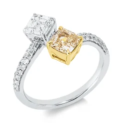 Ring aus 750 Gold gelb/weiß 34 Diamanten 1,89ct B:13mm 4er-Krappe