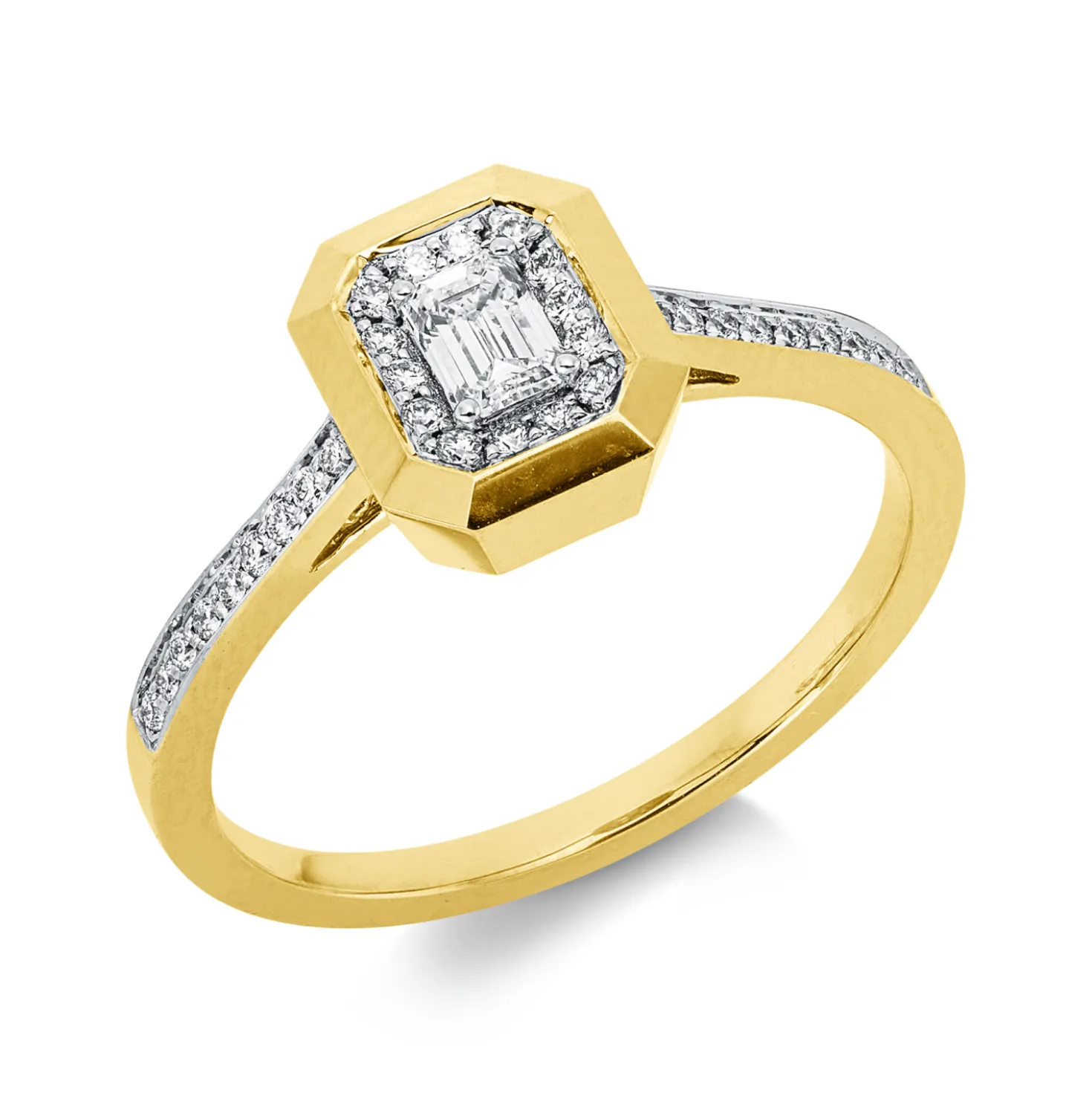 Ring aus 750 Gold gelb/weiß 33 Diamanten 0,29ct F-VSI B:8,2mm