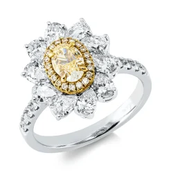 Ring aus 750 Gold gelb/weiß 41 Diamanten 1,87ct F-VVS/VS B:15,6mm
