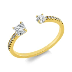 Ring aus 750 Gold gelb/weiß 18 Diamanten 0,29ct TW-PI B:3,7mm