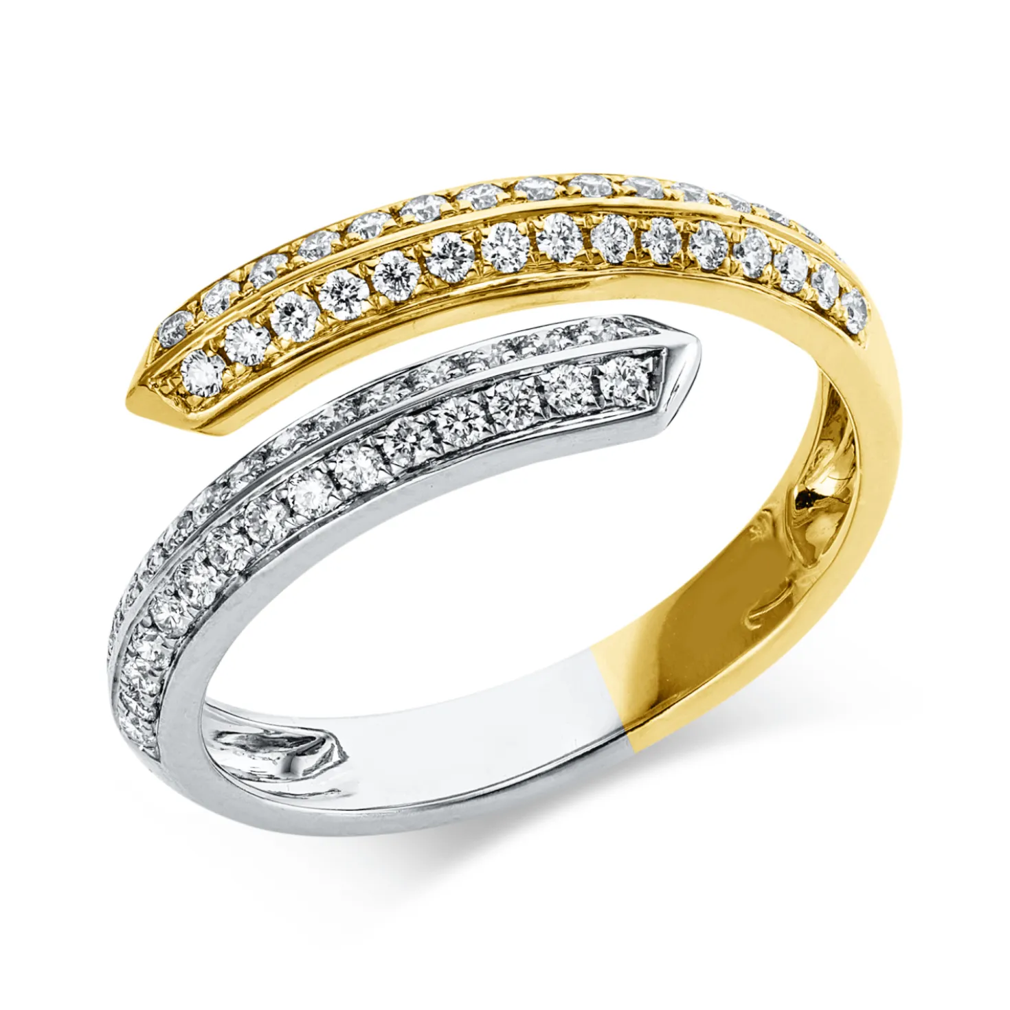 Ring aus 750 Gold gelb/weiß 31 Diamanten 0,36ct TW-SI B:7,3mm