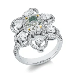 Ring aus 750 Gold gelb/weiß 155 Diamanten 3,93ct TW-VSI/SI B:21,4mm 4er-Krappe