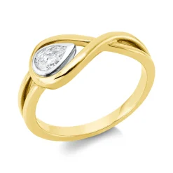 Ring aus 750 Gold gelb/weiß Diamant Tropfen-Schliff 0,28ct TW-VSI B:8mm Zarge