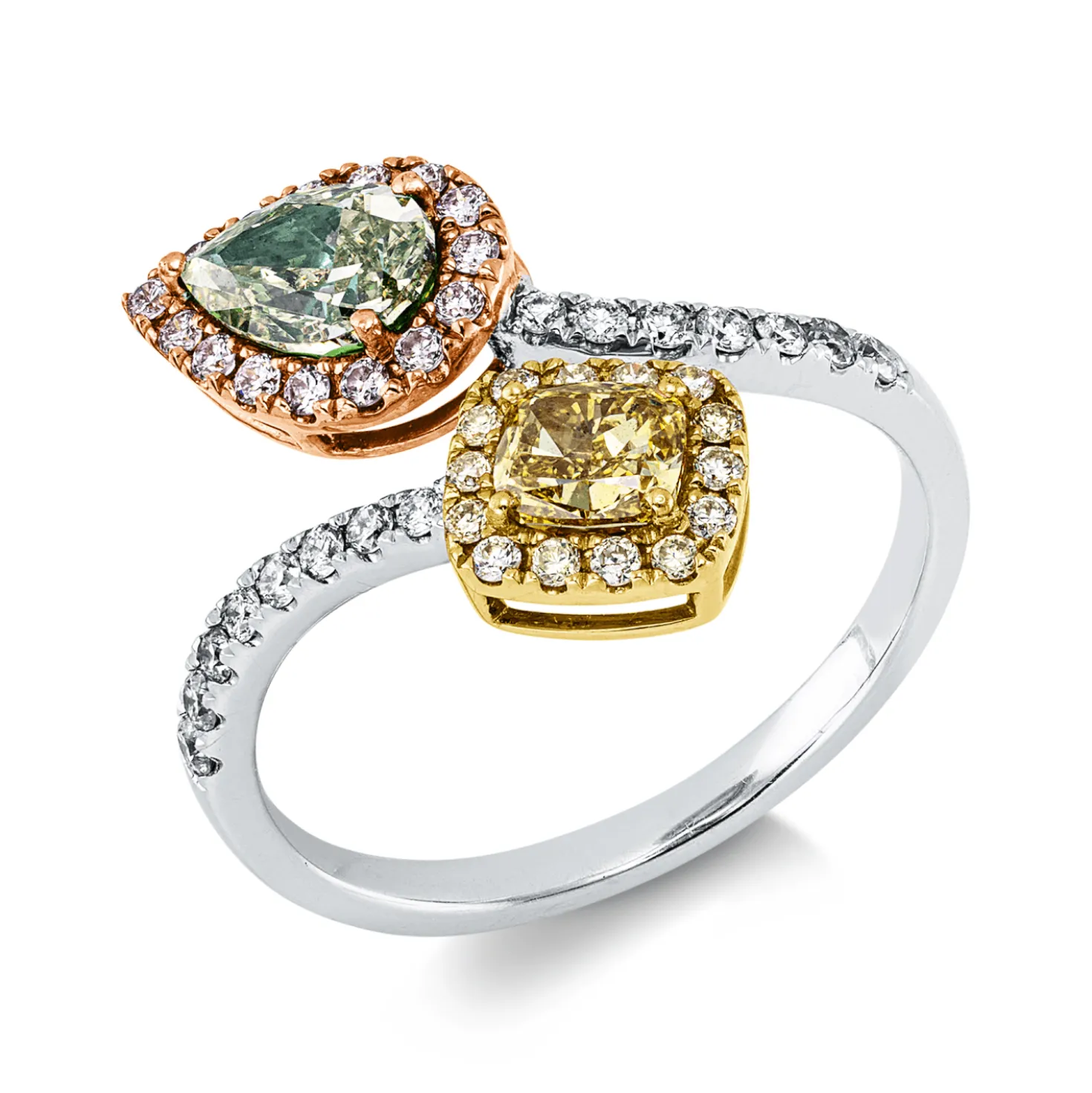 Ring aus 750 Gold gelb/weiß/rot 46 Diamanten 1,43ct B:17,7mm