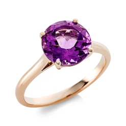 Ring aus 750 Gold Rotgold Amethyst 3ct pink B:9mm 4er-Krappe