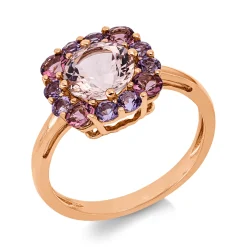 Ring aus 750 Gold Rotgold 13 Amethyste 2,3ct pink H:11,5mm