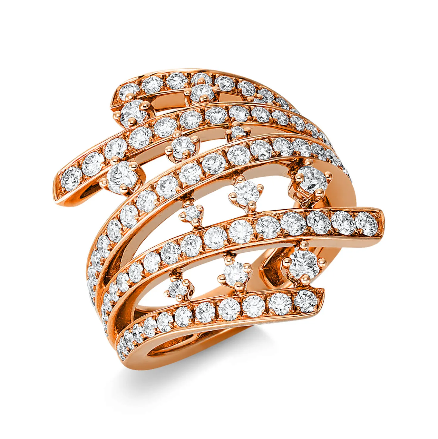 Ring aus 750 Gold Rotgold 91 Brillanten 2,05ct TW-SI B:22,4mm