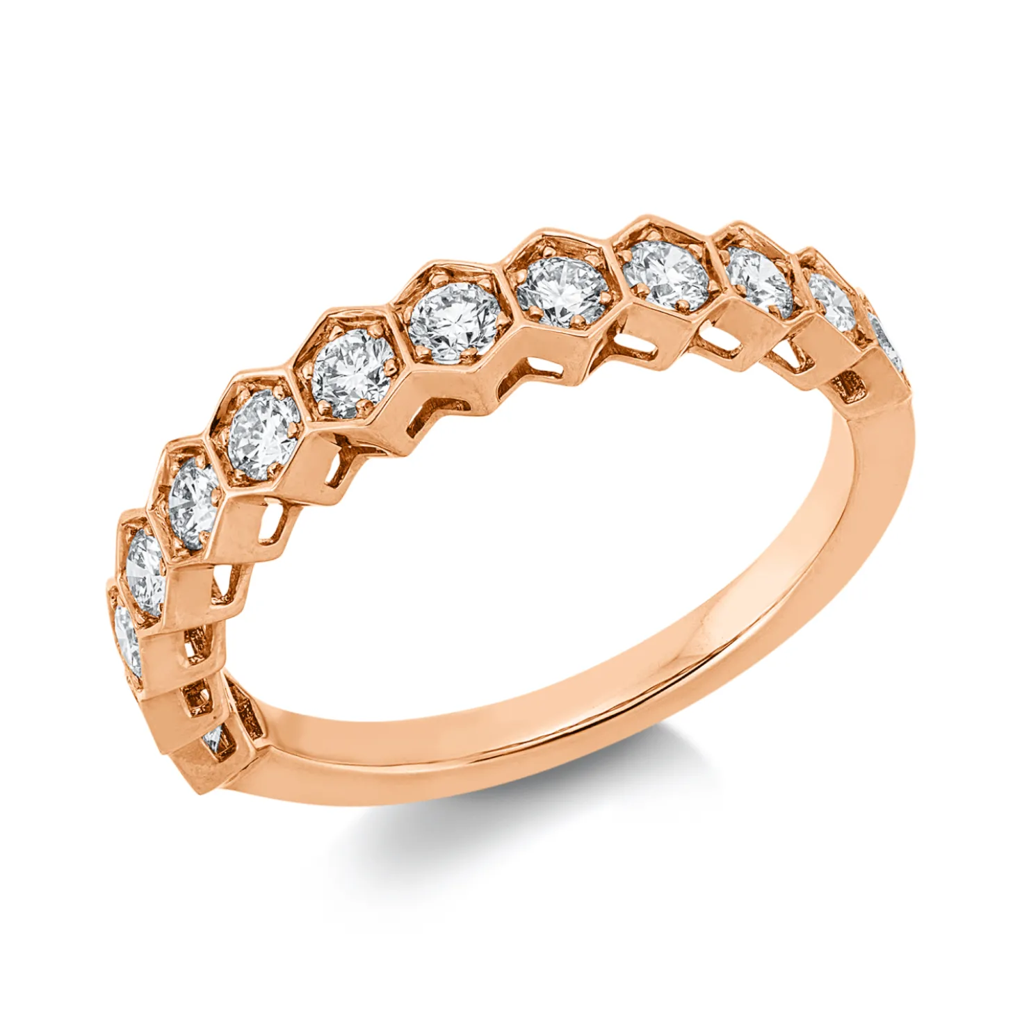Ring aus 750 Gold Rotgold 13 Brillanten 0,62ct TW-VSI B:3,8mm