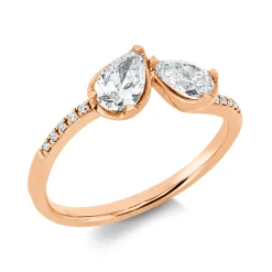 Ring aus 750 Gold Rotgold 12 Diamanten 0,73ct B:6mm 3er-Krappe