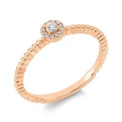Ring aus 750 Gold Rotgold 13 Diamanten 0,09ct TW-SI B:4,7mm