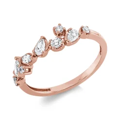 Ring aus 750 Gold Rotgold 9 Diamanten 0,35ct TW-SI B:5mm