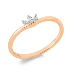 Ring aus 750 Gold Rotgold 3 Diamanten Navette-Schliff 0,1ct TW-SI B:3,9mm