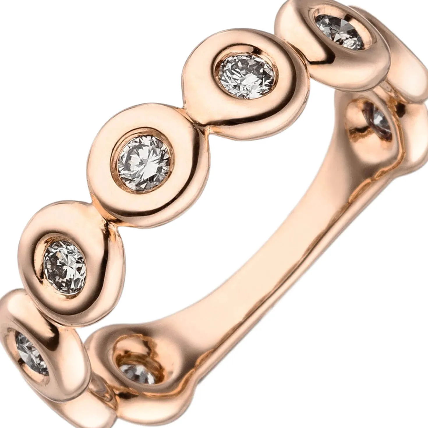 Ring aus 585 Gold Rotgold mit 9 braunen Diamanten Brillanten 0,46 Ct