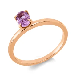 Ring aus 750 Gold Rotgold Saphir 0,55ct pink B:5,8mm 4er-Krappe