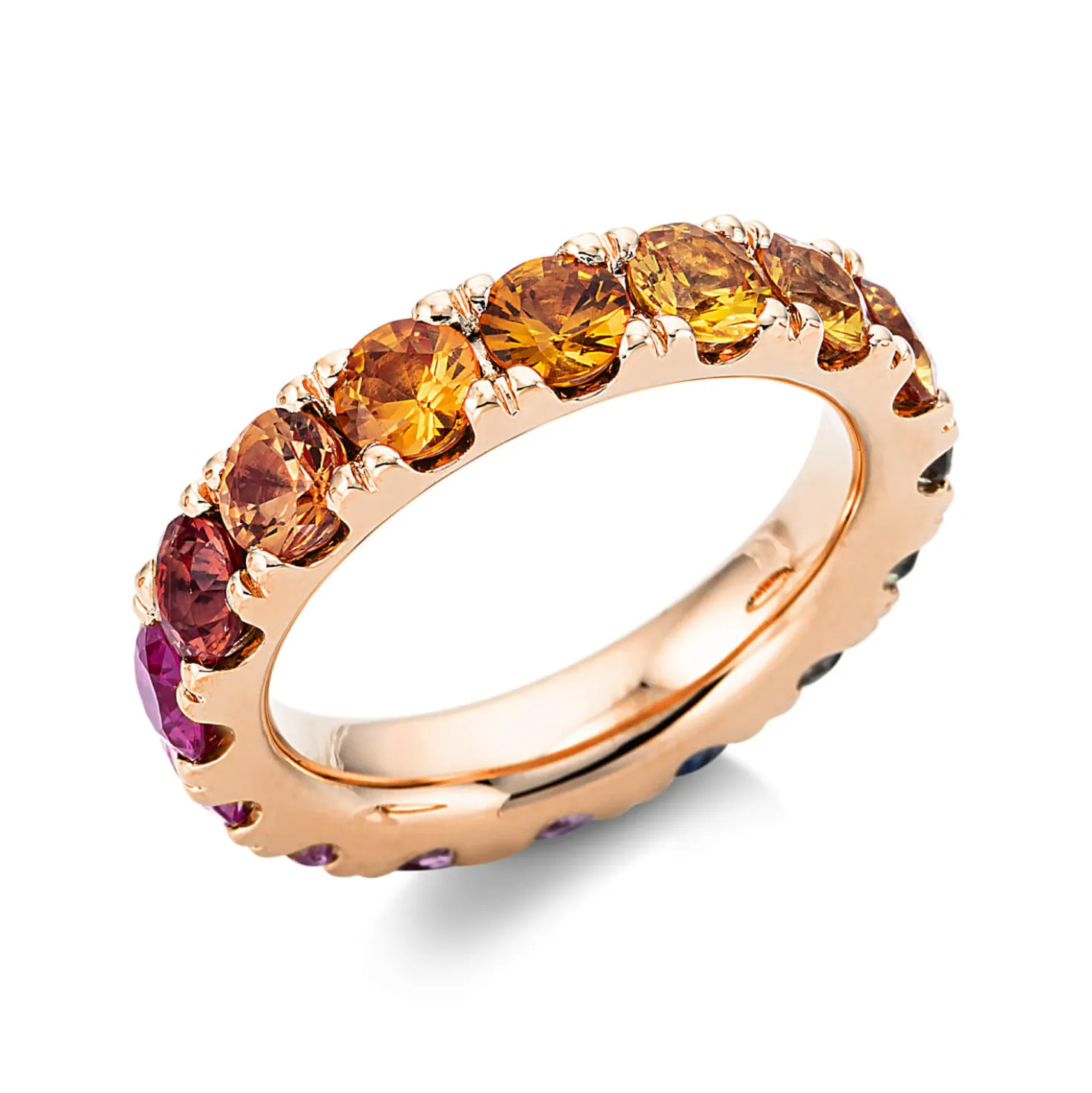 Ring aus 750 Gold Rotgold 16 Saphire 5,13ct mehrfarbig B:4,4mm