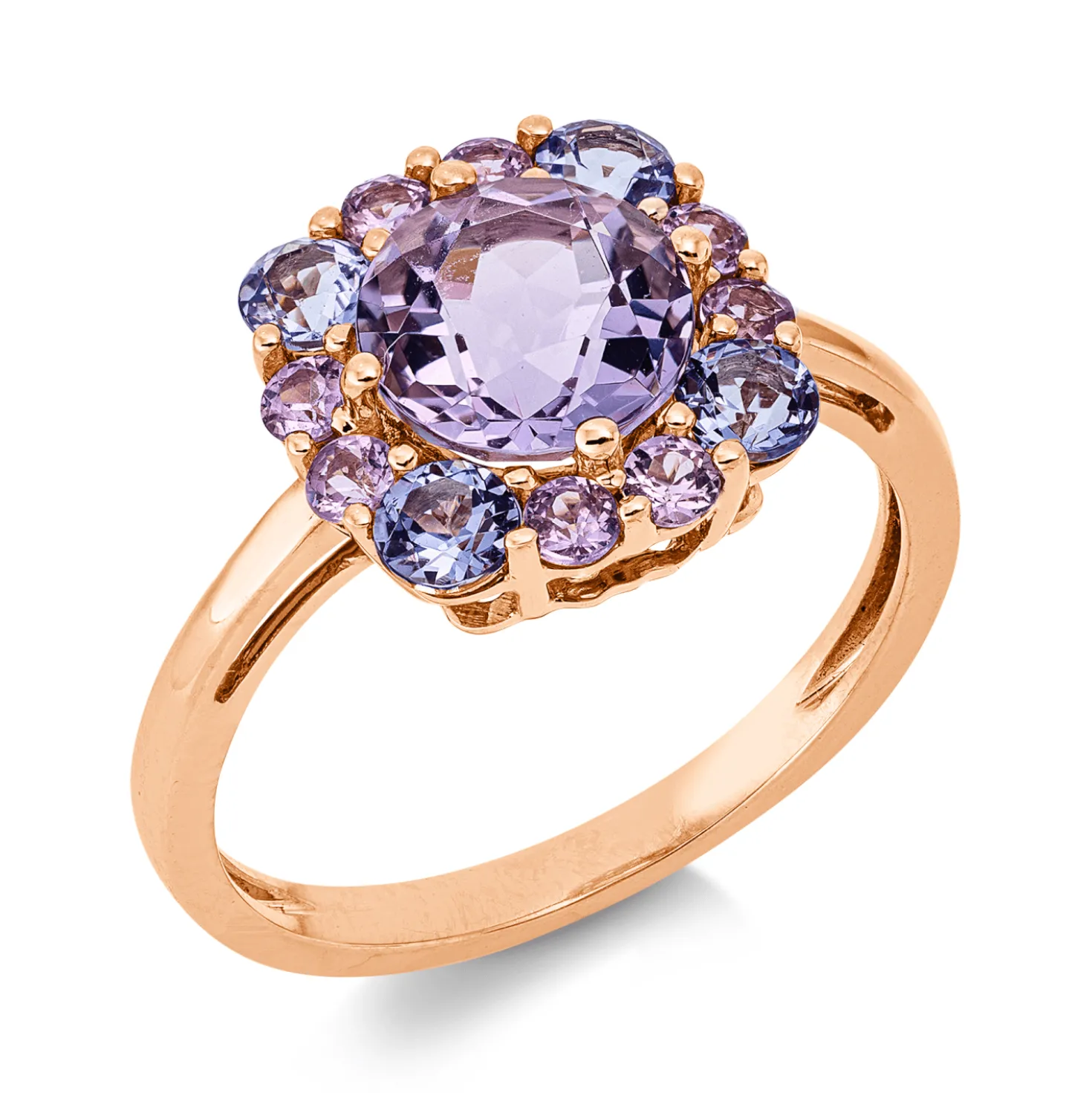 Ring aus 750 Gold Rotgold 13 Saphire 2,34ct pink B:11,1mm