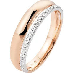 Ring aus 585 Gold rot/weiß bicolor mit 23 Diamant-Brillanten 0,15 Ct. W-SI