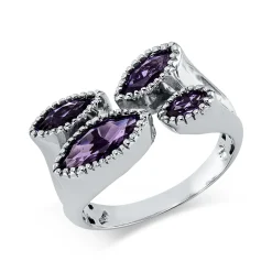 Ring aus 585 Gold Weißgold 4 Amethyste 0,65ct lila B:10,4mm