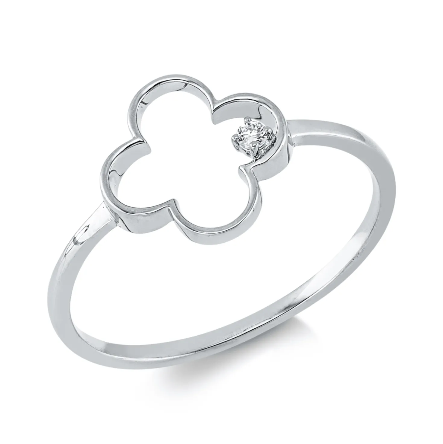 Ring aus 750 Gold Weißgold Brillant 0,02ct TW-SI B:9,7mm 4er-Krappe