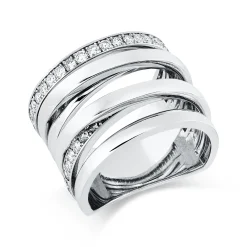 Ring aus 750 Gold Weißgold 46 Brillanten 0,99ct F-SI B:16,5mm