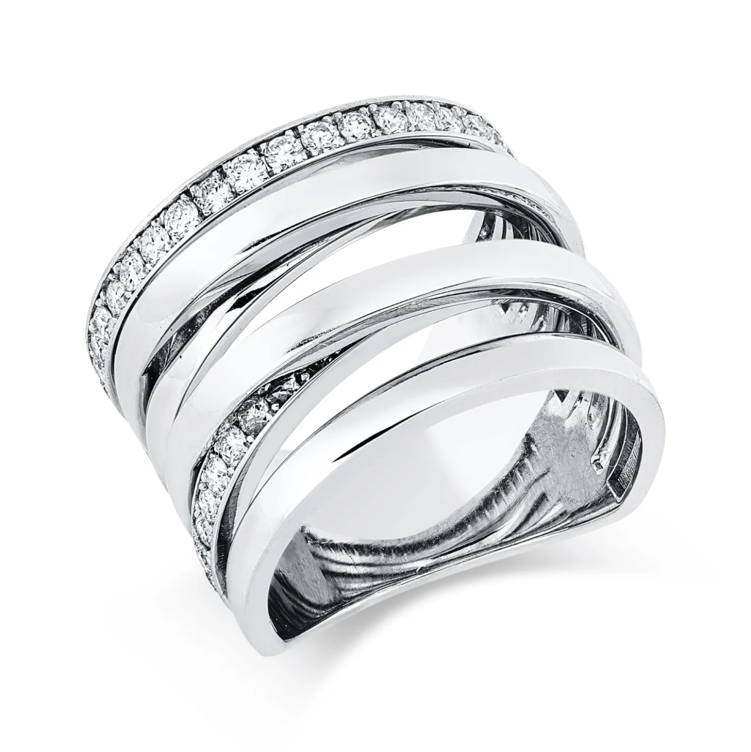 Ring aus 750 Gold Weißgold 46 Brillanten 0,99ct F-SI B:16,5mm