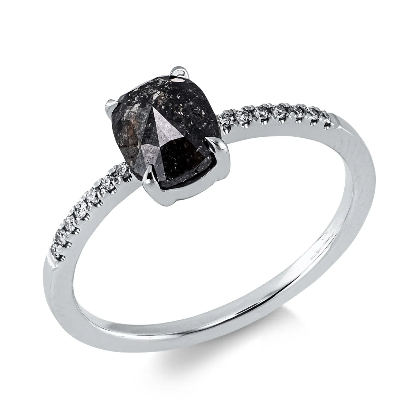 Ring aus 750 Gold Weißgold 14 Brillanten 0,05ct I-SI B:6,7mm