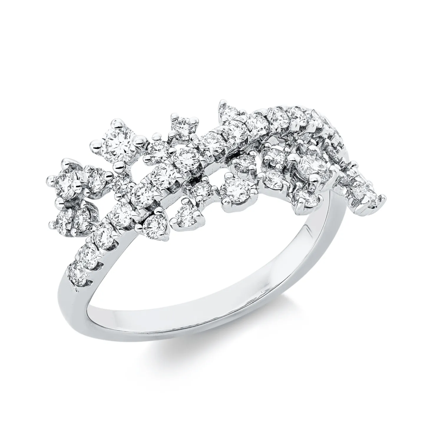 Ring aus 750 Gold Weißgold 38 Brillanten 0,69ct TW B:13,1mm