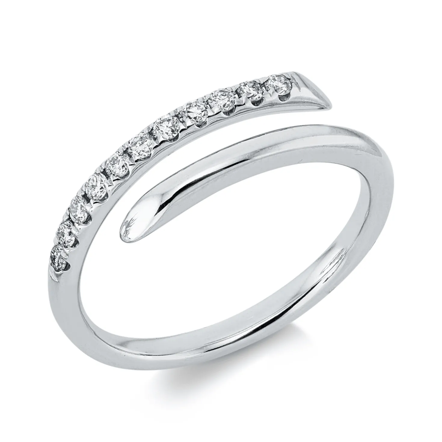 Ring aus 585 Gold Weißgold 11 Brillanten 0,15ct TW-PI B:5,3mm