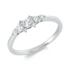 Ring aus 750 Gold Weißgold 9 Brillanten 0,34ct TW-PI B:5mm